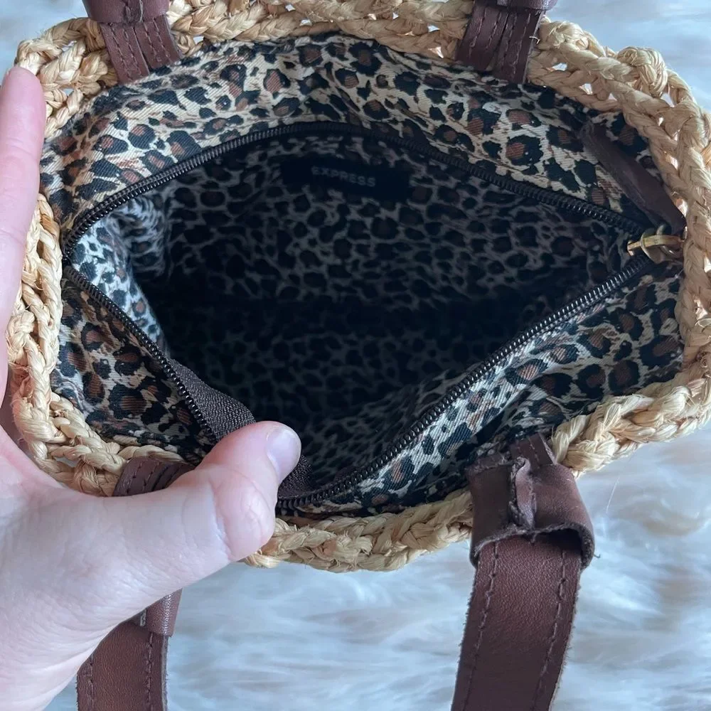 Express Y2K Straw Mini Handbag with Leather Straps